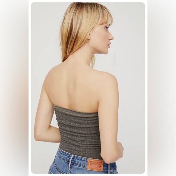 NWOT Free People Intimately Honey Grey Textured Tube Top - Picture 3 of 5